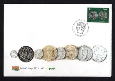 1997 Ireland Millennium of Irish Coinage Commemorative Stamp PNC (Philatelic Numismatic Cover)