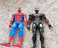 Spiderman and Miles Morales figures