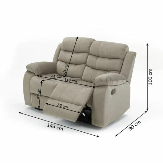 FINAL UNITS 2 Seater Leather Recliner Sofa, Brown