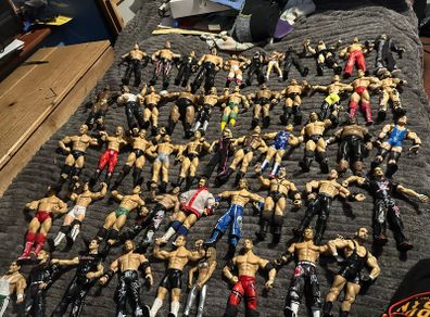 wrestling figures. Mostly wwe a few tna