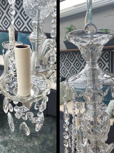 Large Vintage Preciosa Bohemian Crystal Chandelier, 5 Arm