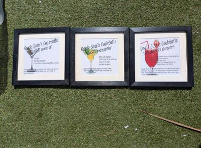 Framed cocktail recipes