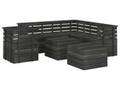 8 Piece Garden Pallet Lounge Set Solid Pinewood Dark Grey