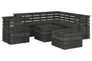 8 Piece Garden Pallet Lounge Set Solid Pinewood Dark Grey
