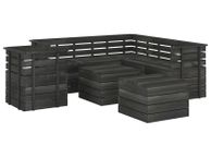 main image for ad 8 Piece Garden Pallet Lounge Set Solid Pinewood Dark Grey