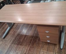 Large Office Desk with 3-Drawer Pedestal