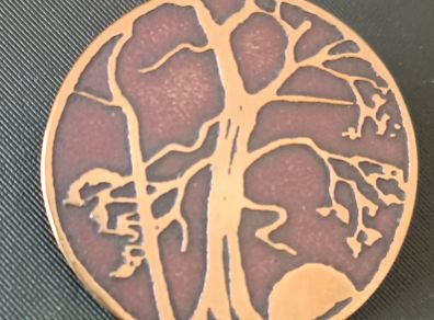 Crann Bethadh Tree of Life Brooch Etched Brass by Geoffrey Savage Kilcatherine Eyries Bantry Cork Ireland in excellent condition see last photo for exact measurements FREE STANDARD POSTAGE INCLUDED