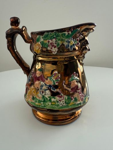 Antique Victorian Staffordshire Copper Lustreware Collection. 5 Pieces