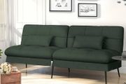 Convertible Futon Sofa Bed, Fabric Futons Couch with Adjustable Backrest, Folding Sleeper Recliner for Living Room Furniture, Dark Green