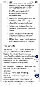 Dimplex Cadiz oil free heater