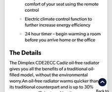 Dimplex Cadiz oil free heater
