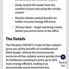 Dimplex Cadiz oil free heater