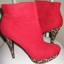 Platform Stiletto Ankle Boots 41 RED  Animal Print Image 4