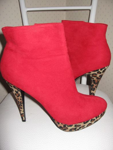 Platform Stiletto Ankle Boots 41 RED  Animal Print