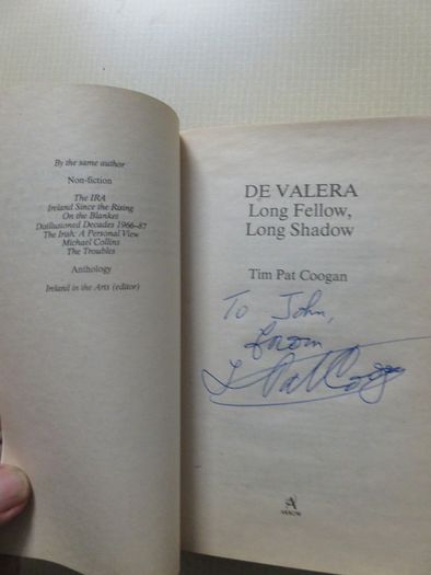 De Valera , Tim Pat Coogan . Signed .