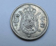 Old Spanish Coin, 5 Ptas 1975 mark 80 Spain