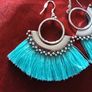 Turquoise Tassel Earrings Image 4