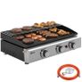 Gas Grill 7.5 kW Portable Table Grill with 3 Burners Ceramic Coating Grill Plate Warming Rack Image 4