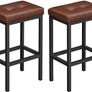 _Set of 2 Bar Stools 40 x 30 x 62 cm Backless PU Cover Easy Assembly Industrial Design Dining Image 2