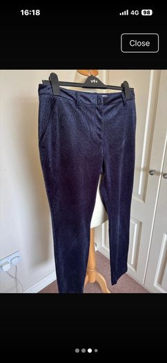 Dressy Yaya velour navy trousers size 14