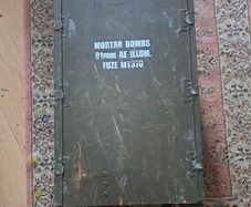 Surplus morttar bombs wooden box