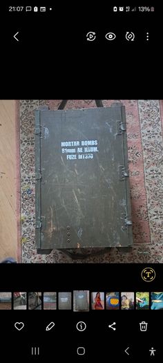 Surplus morttar bombs wooden box