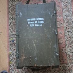 Surplus morttar bombs wooden box