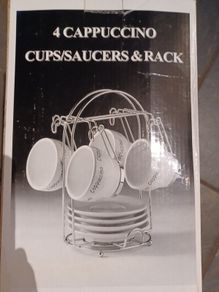 Cappuccino Cups/Saucers & Rack