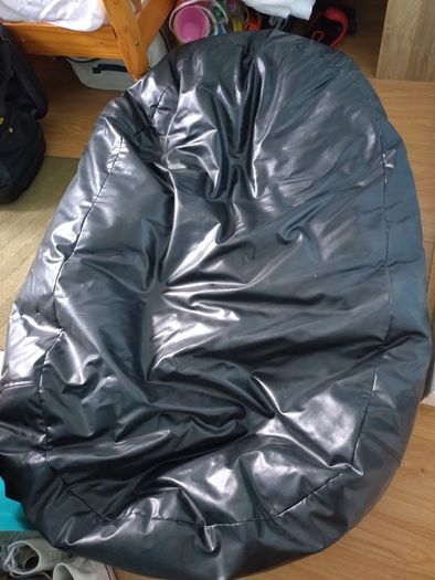 Black Large Leather Beanbag