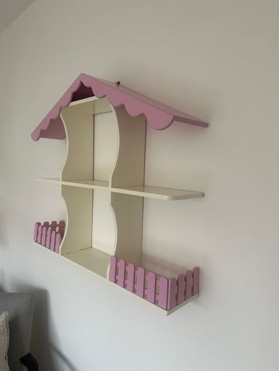 Doll house style pink/ecru display shelf