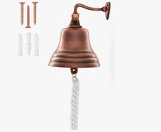 Wall Mounted Bell | Last Orders Bell with Rope Pull | Ideal for Home Bar, Pub, Reception | Classic Nautical Decor | Crisp, Loud Sound | Copper Bell Premium Bar Accessory (4 Inch)