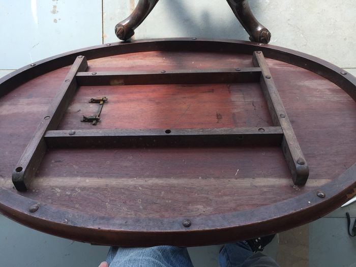Antique oval table. Top is removable. 48"/122cm x 34"/87cm
