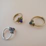 Lot Of Vintage 3 Adjustable Flower desgin Brass Rings With Jade ,Lapis Lazuli ,MoonStone Image 4