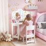 LED Kids Dressing Table and Stool Set Tri-Folding Mirror Image 3