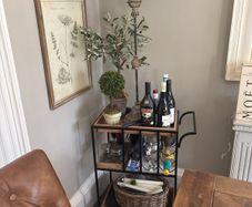 Drinks trolley with lamp and one topiary tree