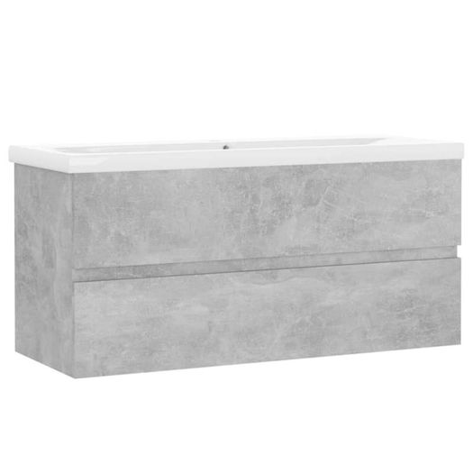 Sink Cabinet with Built-in Basin Concrete Grey Chipboard