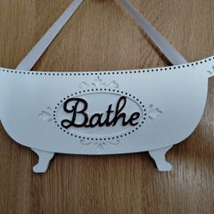 Next Bathe wood hanging plaque