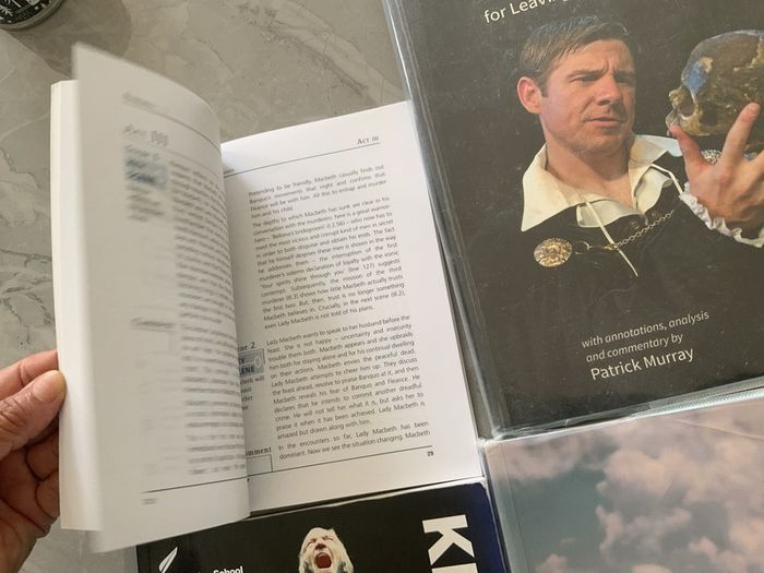 Leaving cert books for English, examination.