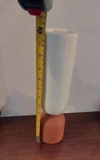 Fabulous Ceramic and Wood "TWO" Vase by the Danish Design Company Kristina Dam Studio, Copenhagen, Excellent Condition, Monochromatic Scandi Minimalism at its Best