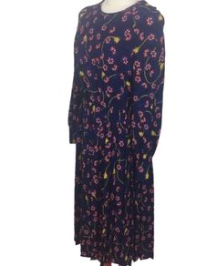 SAVIDA Ladies Navy Blue Floral Midi Length Tea Dress XS Eu 36 includes post