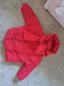 Zara Girls red jacket with scarf 7-8