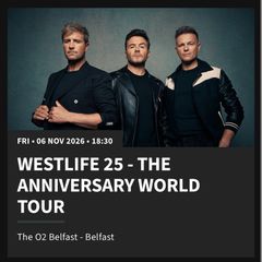 2x seated tickets Westlife