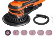 Random Orbital Sander 5 &amp; 6-Inch, 350W Brushless Orbital Sander, 10,000 PRM 6 Variable Speed Electric Palm Sander with 20PCS Sandpapers, Dust Connector &amp; Hose for Woodworking Detailing Sanding