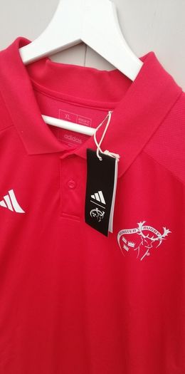 New Adidas Munster rugby mens polo top regular fit red XL size