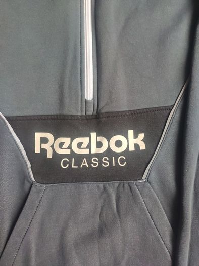 Reebok Classic Grey Half Zip Sweatshirt Big Back Logo Size M