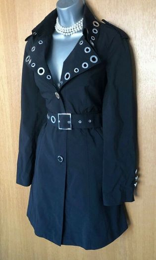 Rare Vintage Karen Millen Black Long Mac Trench Coat