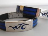 Men Stainless Steel Blue Silicone  Bracelet. Surf Jewellery. Mens Jewellery