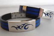 Men Stainless Steel Blue Silicone  Bracelet. Surf Jewellery. Mens Jewellery