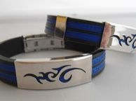 main image for ad Men Stainless Steel Blue Silicone  Bracelet. Surf Jewellery. Mens Jewellery