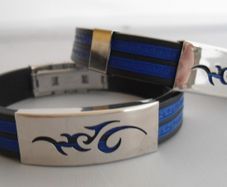 Men Stainless Steel Blue Silicone  Bracelet. Surf Jewellery. Mens Jewellery